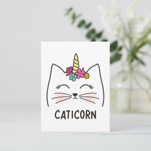 Caticorn Postkarte (Stehend Vorderseite)
