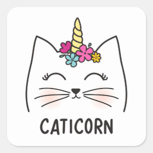 Caticorn Quadratischer Aufkleber
