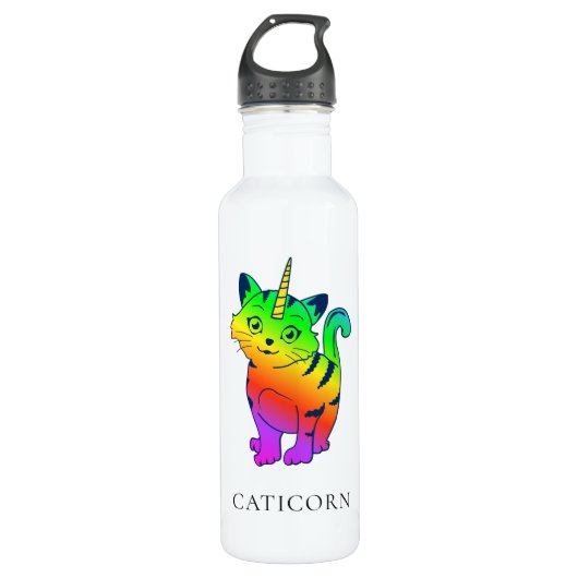 Caticorn Rainbow Unicorn Cat Personalisiert Edelstahlflasche (Vorderseite)
