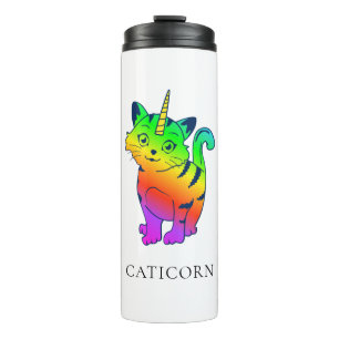Caticorn Rainbow Unicorn Cat Personalisiert Thermosbecher
