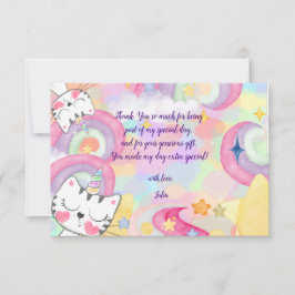 Caticorn-Regenbogen-Kindergeburtstag Dankeskarte
