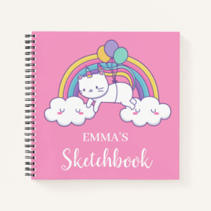 Caticorn Regenbogen Personalisiertes Kinder Skizze Notizblock