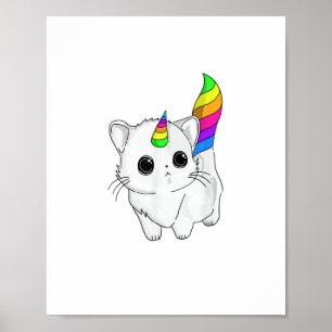 Caticorn Tshirt Unicorn Cat Shirt Rainbow Girls Bo Poster