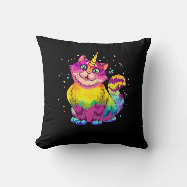 Caticorn Unicorn Cat Unikitty Kittycorn Gefärbte K Kissen (Vorderseite)