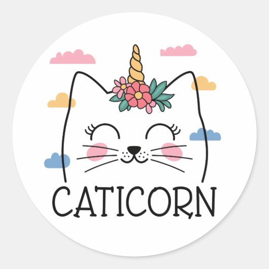 Caticorn Unicorn Kitty Cat Runder Aufkleber (Vorderseite)