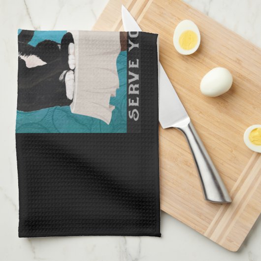 Catiité Tuxedo Cat Coffee Company Funny Tuxedo Geschirrtuch (Viertel Falte)