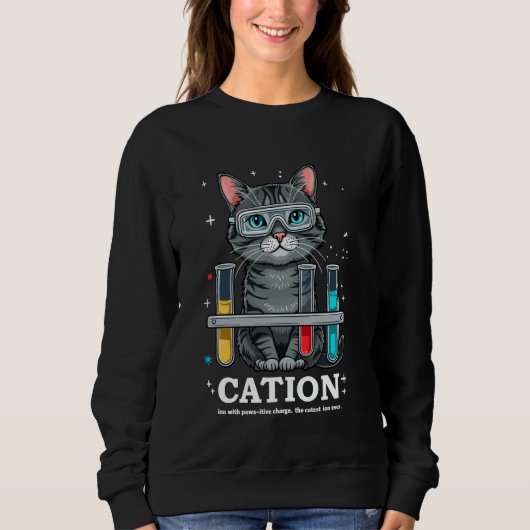 Cation Cat Chemist Funny Science Meme Cats Chemist Sweatshirt (Vorderseite)