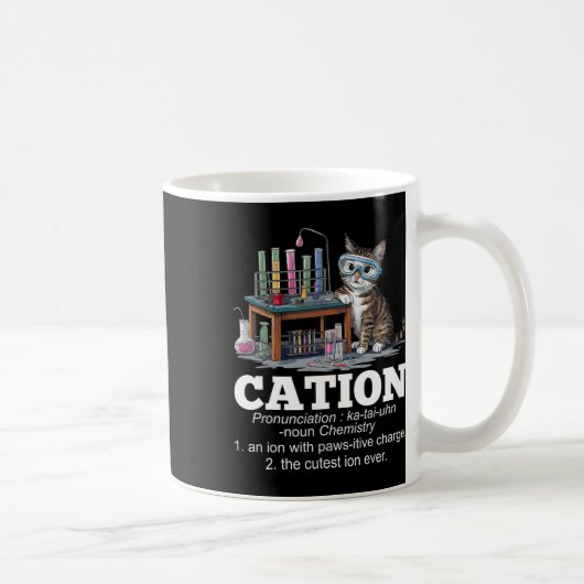 Cation Chemistry Spaß Science Teacher Cat Pun Fun Kaffeetasse (Rechts)