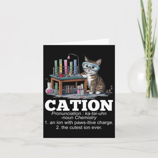 Cation Chemistry Spaß Science Teacher Cat Pun Fun Karte (Vorderseite)