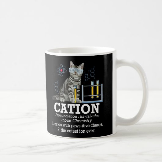 Cation Fun Chemistry Spaß Science Teacher Cat Pub Kaffeetasse (Rechts)