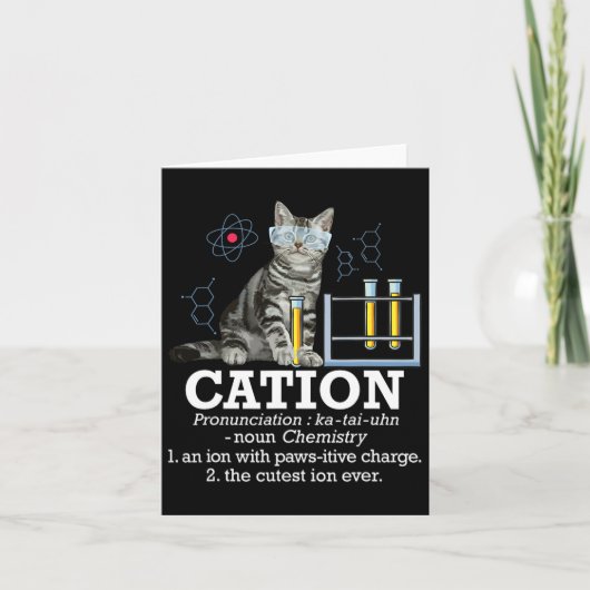 Cation - Funny Chemistry Spaß Science Teacher Cat Karte (Vorderseite)