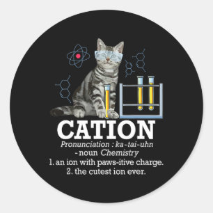 Cation - Funny Chemistry Spaß Science Teacher Cat Runder Aufkleber