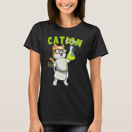 Cation Niedlich Science Cat Pawsitive Element Chem T-Shirt (Vorderseite)