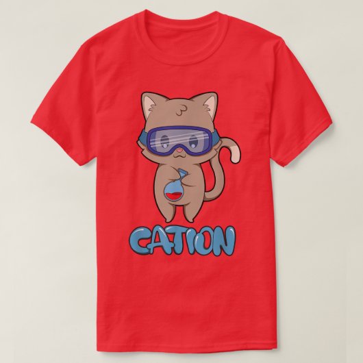 Cation Niedlich Science Cat Pawsitive Element Chem T-Shirt (Design vorne)