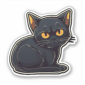 Catitude Black Cat Graphic Design Aufkleber (Vorderseite)