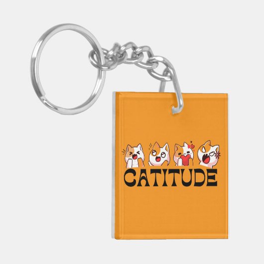 Catitude Memories – Meow Mood Keychain 🐾 Schlüsselanhänger (Vorderseite links)