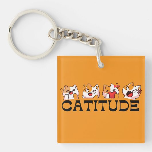 Catitude Memories – Meow Mood Keychain 🐾 Schlüsselanhänger (Vorderseite)