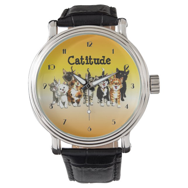 Catitude Niedlich Kitty Cats Armbanduhr (Vorderseite)
