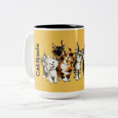 Catitude Niedlich Kitty Cats Gelbe Kaffee Tasse (Vorderseite Links)