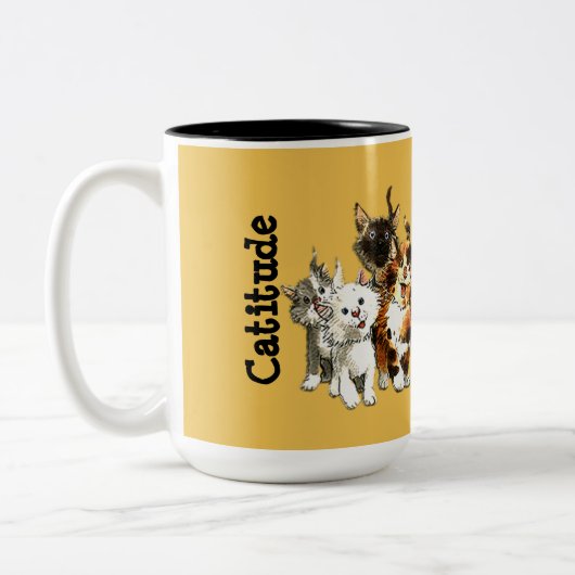 Catitude Niedlich Kitty Cats Gelbe Kaffee Tasse (Links)