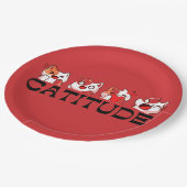 Catitude Paper Plates – Four Kawaii Cat Designs 🐾 Pappteller (Schrägansicht)