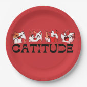 Catitude Paper Plates – Four Kawaii Cat Designs 🐾 Pappteller (Vorderseite)