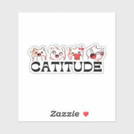 Catitude Stickers – Four Kawaii Cat Moods 🐾💖 Aufkleber