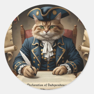 Catizens Declare Independence - Patriotische Katze Runder Aufkleber