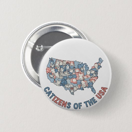 Catizens of the USA - Patriotic Cat Button (Vorne & Hinten)