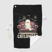 Catloween-Geist Halloween Golfhandtuch (Insitu)