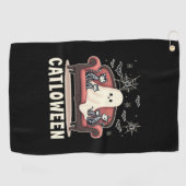 Catloween-Geist Halloween Golfhandtuch (Horizontal)