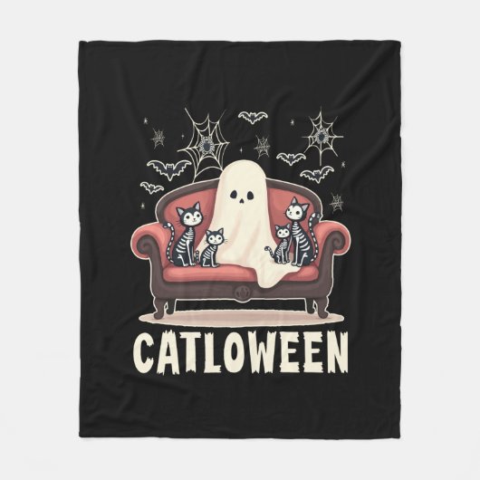 Catloween Ghost Halloween Fleecedecke (Vorderseite)