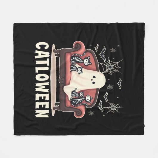 Catloween Ghost Halloween Fleecedecke (Vorderseite (Horizontal))