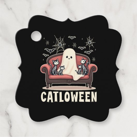Catloween Ghost Halloween Geschenkanhänger (Vorderseite)