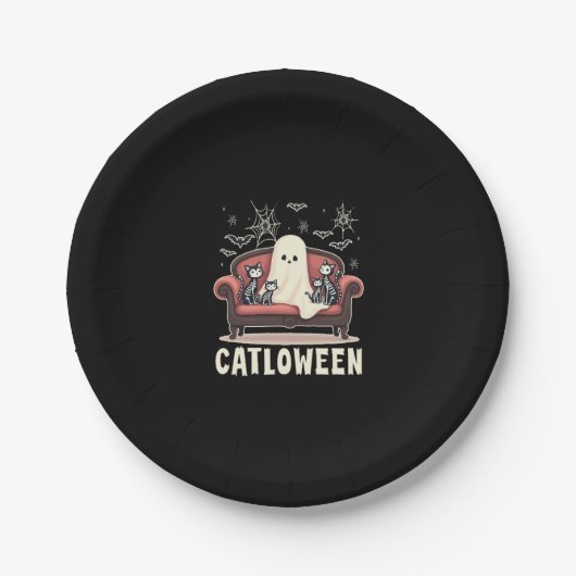 Catloween Ghost Halloween Pappteller (Vorderseite)