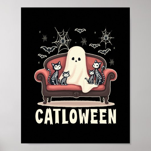 Catloween Ghost Halloween Poster (Vorne)