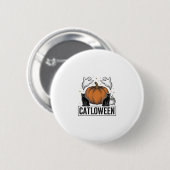Catloween schwarze Katze Geist Halloween Vektordes Button (Vorne & Hinten)