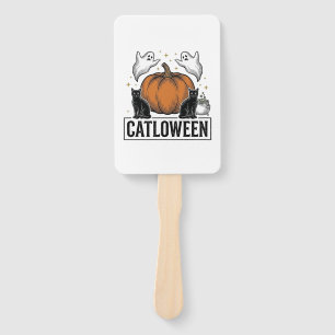 Catloween schwarze Katze Geist Halloween Vektordes Fächer