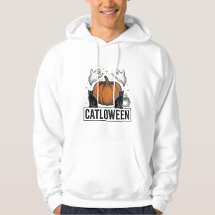 Catloween schwarze Katze Geist Halloween Vektordes Hoodie