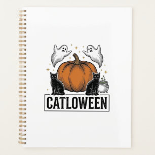 Catloween schwarze Katze Geist Halloween Vektordes Planer