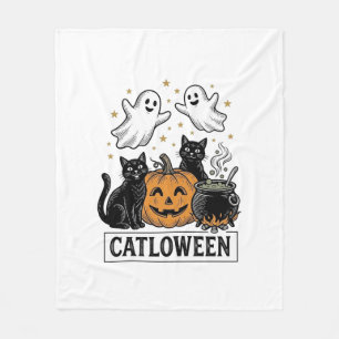 Catloween Vintage-Geist-Katze Halloween-Shirt-Desi Fleecedecke
