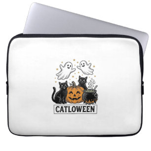 Catloween Vintage-Geist-Katze Halloween-Shirt-Desi Laptopschutzhülle
