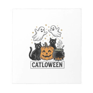 Catloween Vintage-Geist-Katze Halloween-Shirt-Desi Notizblock
