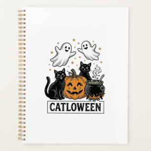 Catloween Vintage-Geist-Katze Halloween-Shirt-Desi Planer