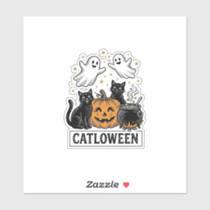 Catloween Vintage-Geisterkatze-Halloween-Shirt-Des Aufkleber
