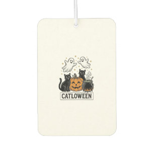 Catloween Vintage-Geisterkatze Halloween-Shirt-Des Autolufterfrischer