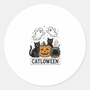 Catloween Vintage-Geisterkatze-Halloween-Shirt-Des Runder Aufkleber