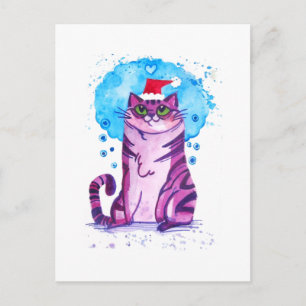 Catmas Card - Katze in der Weihnachtsmannmütze Feiertagspostkarte