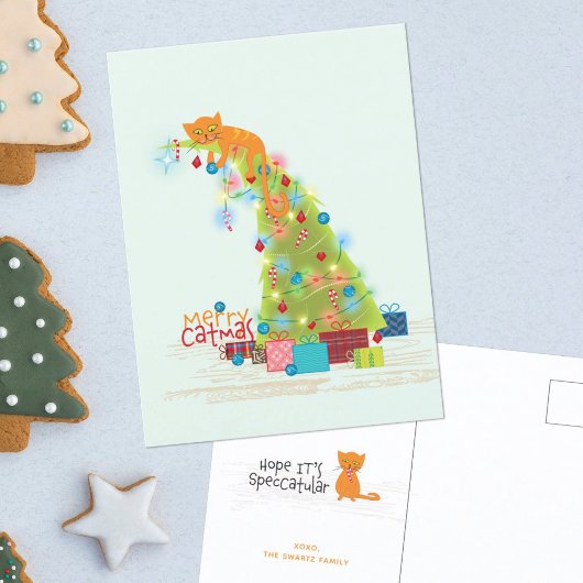 Catmas Tree Christmas Card Postkarte