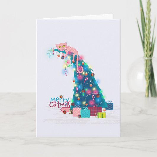 Catmus Tree Christmas Card Dankeskarte (Vorderseite)